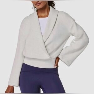 SPANX AirEssentials Shawl Collar Wrap Top – Oatmeal Heather (S)